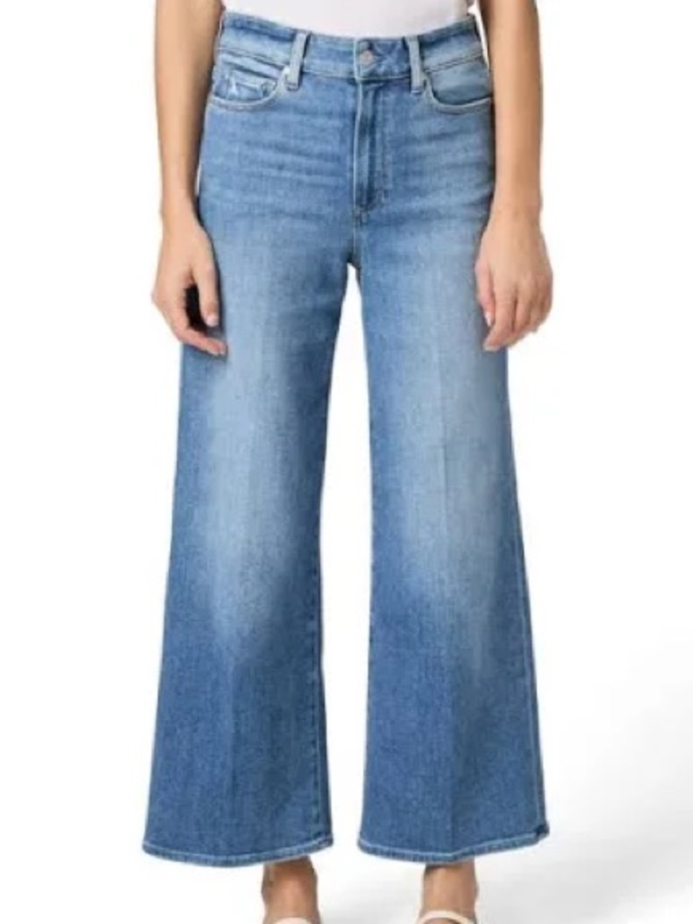 Paige Anessa Wide Leg Jeans Women 31 Blue NEW High Waist Ankle Vino Vibes NWT - Picture 13 of 13
